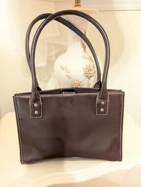 Wilson's Leather Maxima Brown Shoulder Bag Contrast Stitching - Flaws Plz See Pi